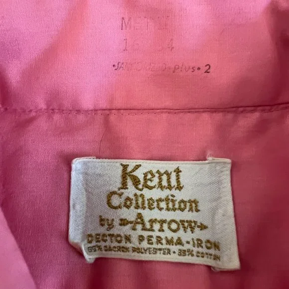 Kent Collection by Arrow Sanforized Vintage 70s PINK Dress Shirt – Men’s 16x34 - Picture 5 of 7